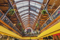 Ireland, County Cork, Cork City, The English Market, interior with gallery and cafe near Princes Street entrance.