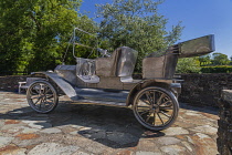 Ireland, County Cork, Ballinascarthy, Stainless steel replica of a Model T Ford in the area Henry Fordâ��s father William Ford grew up in.