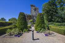 Ireland, County Clare, Quin, Knappogue Castle seen from the walled Rose Garden.