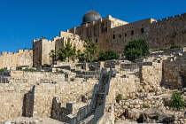 Israel, Jerusalem, Ophel Garden Archeological Park, The Ophel Garden Archeological Park located below the south wall of the Temple Mount is part of the larger Jerusalem Archeological Park and is activ...