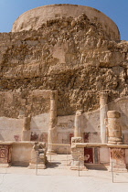 Israel, Stone columns in the ruins of the Northern Palace in the fortress of Masada in the Judean Desert of Israel. Masada National Park is a UNESCO World Heritage Site.