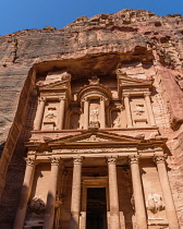 Jordan, Petra, The Treasury or Al Khazneh is a tomb for King Aretas IV Philopatris in the Nabataean city of Petra in the Petra Archeological Park is a Jordanian National Park and a UNESCO World Herita...