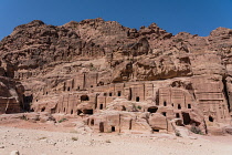 Jordan, Petra, Numerous smaller tombs on the Street of Facades in the Nabataean city of Petra in the Petra Archeological Park is a Jordanian National Park and a UNESCO World Heritage Site.