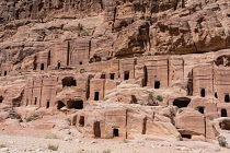 Jordan, Petra, Numerous smaller tombs on the Street of Facades in the Nabataean city of Petra in the Petra Archeological Park is a Jordanian National Park and a UNESCO World Heritage Site.