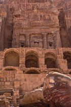 Jordan, Petra, Stone arches and stairways below the Urn Tomb, a Royal Tomb in the ruins of the Nabataean city of Petra in the Petra Archeological Park in the A UNESCO World Heritage Site.