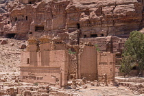 Jordan, Petra, Qasr el-Bint, the Temple of Dushara, in the ruins of the Nabataean city of Petra in the Petra Archeological Park is a Jordanian National Park and a UNESCO World Heritage Site.