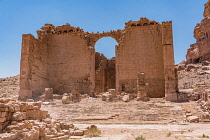 Jordan, Petra, Qasr el-Bint, the Temple of Dushara, in the ruins of the Nabataean city of Petra in the Petra Archeological Park is a Jordanian National Park and a UNESCO World Heritage Site.