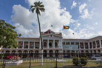 Guyana, Demerara-Mahaica Region, Georgetown, The Parliament Building was completed in 1834 in the 19th Century classical rensissance architectural style.  In front are two Russion cannons captured at...