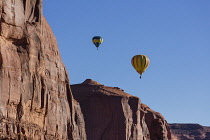 USA, Arizona, Monument Valley, Hot air balloons during Balloon Festival in the  Navajo Tribal Park.