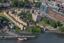 England, London, The Tower of London and River Thames seen from the viewing deck on the Shard known as the View from the Shard.