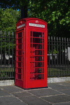 England, London, Greenwich, Iconic UK red telephone box.