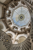 England, London, Tate Britain, View upwards from the basement to the glass dome.