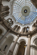 England, London, Tate Britain, View upwards from the basement to the glass dome.