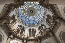 England, London, Tate Britain, View upwards from the basement to the glass dome.