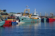 Republic of Ireland, County Wexford, Wexford town, Harbour with boats moored.