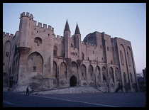France, Avignon, Popes Palace at dusk.