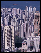 China, Hong Kong Island, Apartment Blocks, High rise towers over looking the harbour.