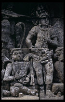 Indonesia, Java, Borobudur, Relief carving of figures.