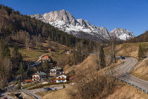 Germany, Bavaria, Maria Gern village near Berchtesgaden surrounded by typical Alpine scenery.
