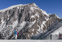 Germany, Bavaria, Berchtesgaden, Berchtesgadener Alps, Skiers on the summit of the Jenner Mountain.