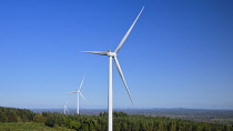 Ireland, County Roscommon, Strokestown, Sliabh Bawn Windfarm and Amenity area, General view of one area of the windfarm with 3 turbines.