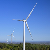 Ireland, County Roscommon, Strokestown, Sliabh Bawn Windfarm and Amenity area, General view of one area of the windfarm with 3 turbines.