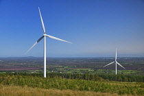 Ireland, County Roscommon, Strokestown, Sliabh Bawn Windfarm and Amenity area with midland peatlands in the background.