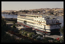 Egypt, Aswan, Luxury Nile cruise ship in December.