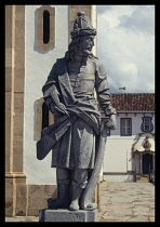 Brazil, Minas Gerais, Congonhas, One of the twelve statues of the prophets sculpted by Aleijadinho.