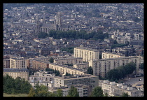 France, Normandy, Seine-Maritime, Rouen, City view with new housing and gothic style churches.