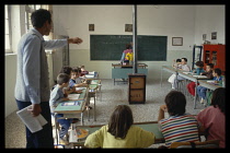 Greece, Education, School, Classroom of village school with junior students during lesson.