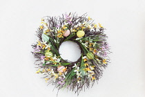 Festivals, Religious, Easter, Floral wreath decorated with colourful eggs.