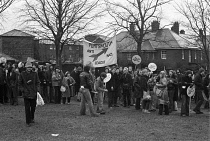 England, Hampshire, Winchester, Ant Nazi League supports preparing a counter demonstration against a National Front march outside Prison where convicted racist Robert Relf was being held.