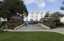 England, East Sussex, Brighton, Norfolk Square, Waves of Compassion Sculpture created by Steve Geliot, formed of three original Old Steine dolphins, which were designed by Amon Henry Wilds as part of...