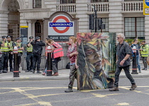 England, London, Extinction Rebellion protesters outside the Bank of England.