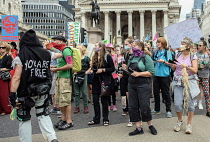 England, London, Extinction Rebellion protesters outside the Bank of England.