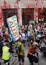 England, London, Extinction Rebellion protest, Guildhall covered in red paint.