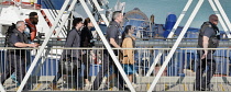 England, Kent, Dover, Priti Patel, Conservative Home Secretary,  visiting the docks after a fact finding mission onboard Border Force boat.