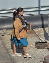 England, Kent, Dover, Priti Patel, Conservative Home Secretary,  visiting the docks after a fact finding mission onboard Border Force boat.