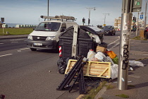 England, East Sussex, Hove, Overflowing bins during refuse collectors strike.