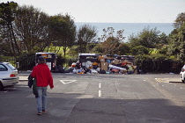 England, East Sussex, Hove, Overflowing bins during refuse collectors strike.