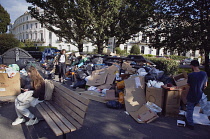 England, East Sussex, Brighton,  Overflowing bins on Montpelier Crescent during refuse collectors strike.