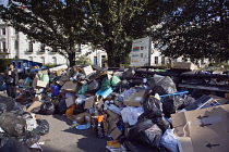 England, East Sussex, Brighton,  Overflowing bins on Montpelier Crescent during refuse collectors strike.