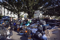 England, East Sussex, Brighton,  Overflowing bins on Montpelier Crescent during refuse collectors strike.