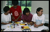 Philippines, Mindanao Island, General, High school students in science class.