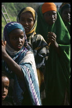 Somalia, Baidoa, Dr Ayub Primary School. Schoolgirls at morning assembly.
