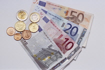 Business and Curency, Euro notes and coins.