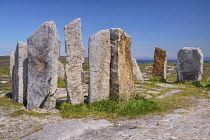 Ireland, County Mayo,  Modern recreation of a stone circle known as 'Deirbhle's Twist' on the North Mayo Sculpture Trail.