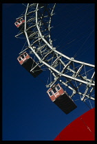 Austria, Vienna, Prater Park. Section of the Riesenrad Ferris wheel.