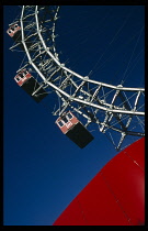 Austria, Vienna, Prater Park. Section of the Riesenrad Ferris wheel.